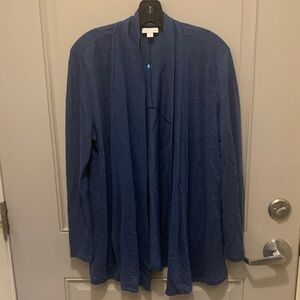 J. Jill Women’s Open Front Blue 100%Linen Cardigan Size M